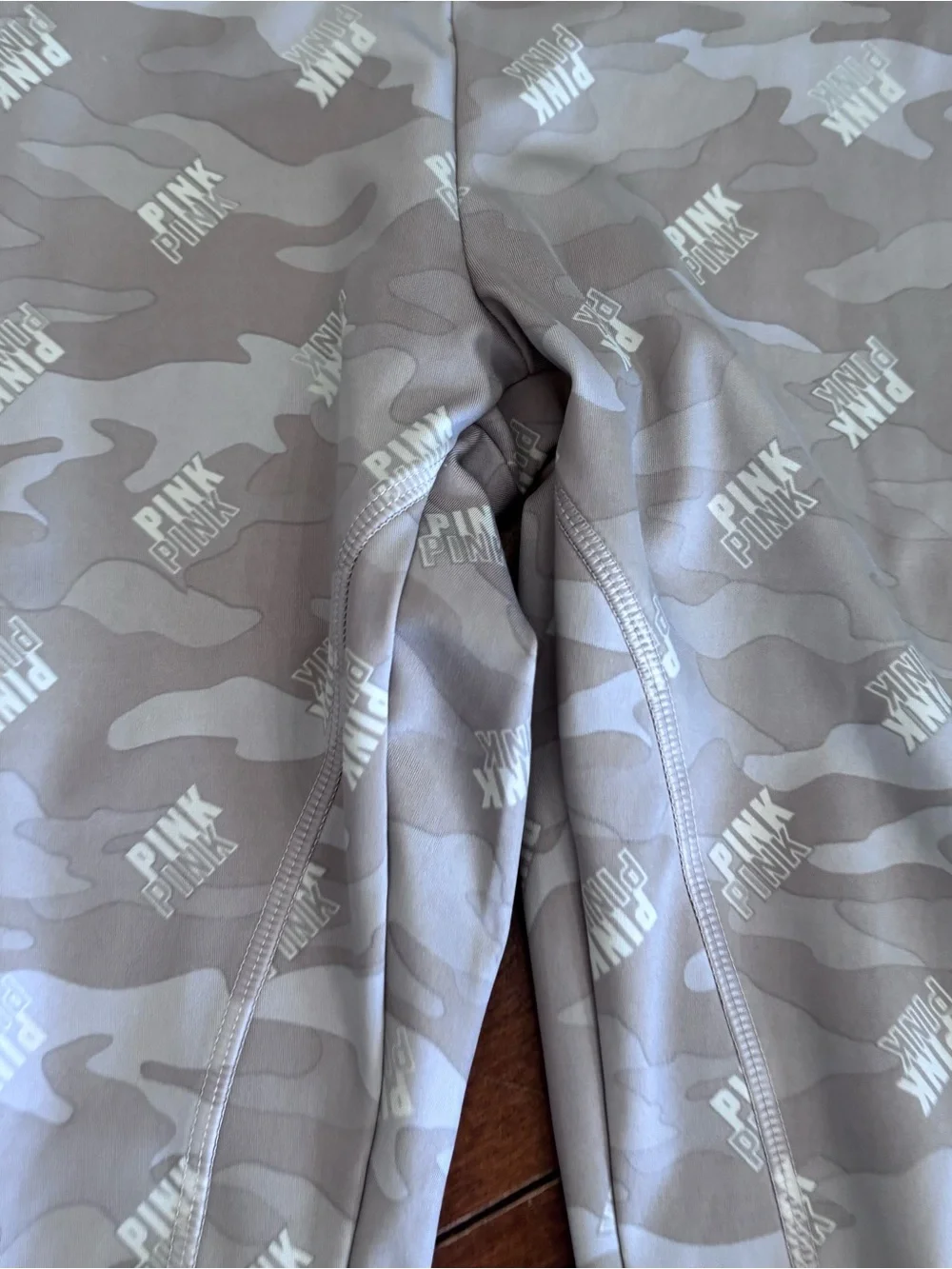 PINK Victoria's Secret Light Tan Camo Leggings with Logo - Picture 3 of 9